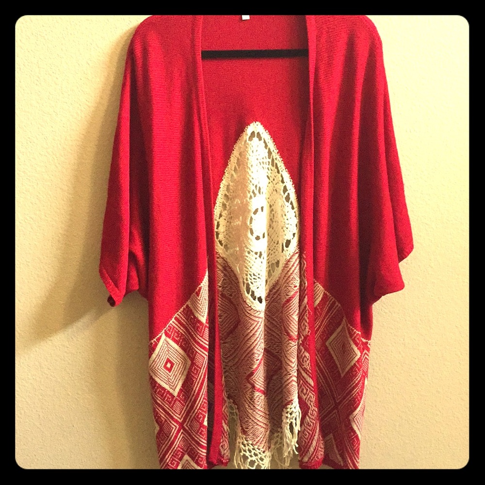 Umgee,crochet, kimono/open front cardigan sz1-2XL